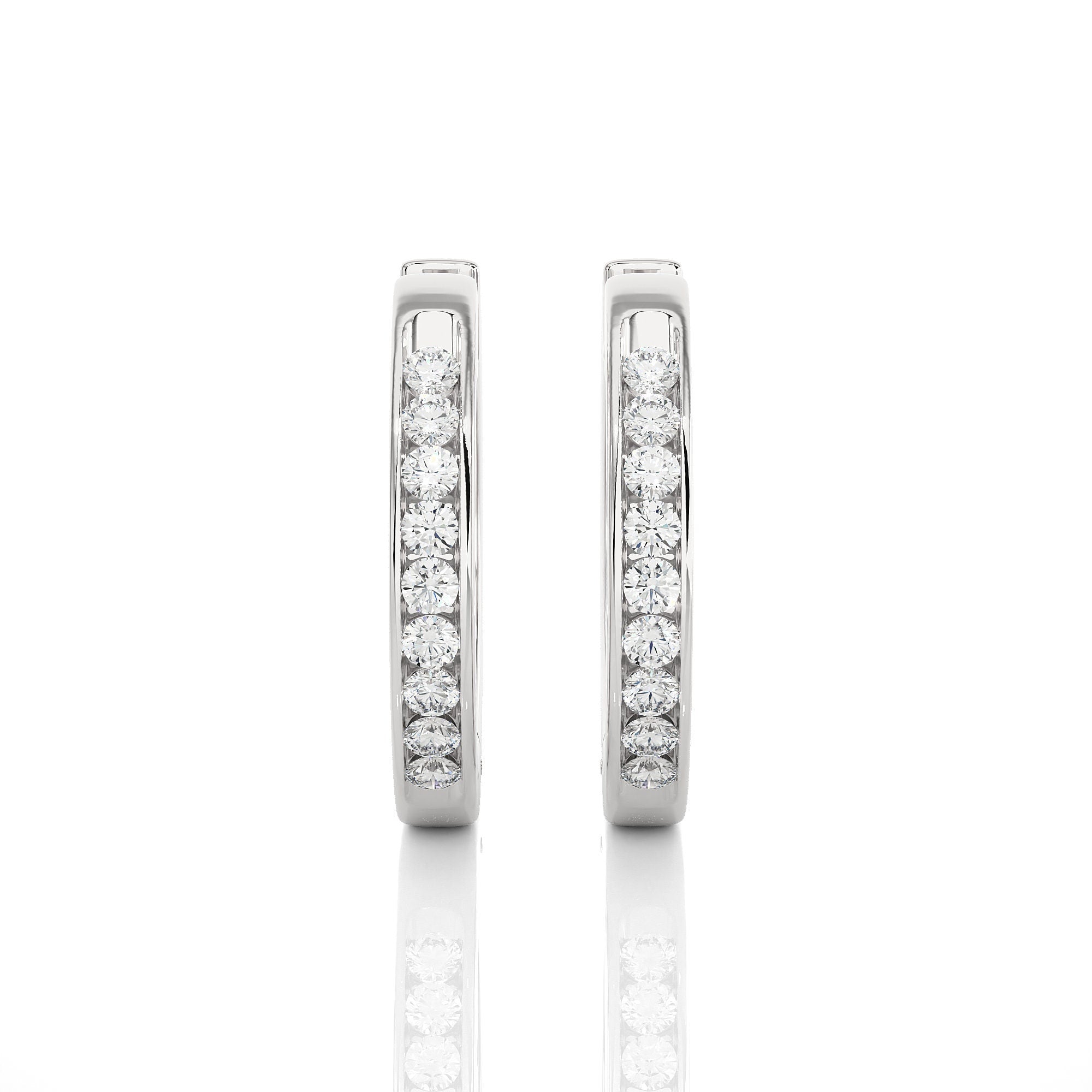 Hoop Earrings 14k Gold Round Diamond Channel Setting Huggie Hoop Earrings By Alikediamonds
